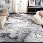 SAFAVIEH Craft Collection Area Rug - 5'3" Square, Grey & Silver, Modern Abstract Design, Non-Shedding & Easy Care, Ideal for High Traffic Areas in Living Room, Bedroom (CFT877G)