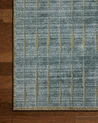 Loloi Chris Loves Julia Calvin Collection CLV-02 Ocean/Olive 2'-3" x 3'-10" Accent Rug Checkered Neutral Soft Living Room Bedroom Carpet