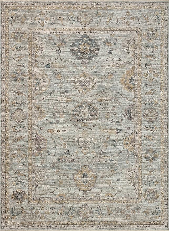 Loloi Magnolia Home by Joanna Gaines Millie Collection MIE-02 Sky/Gold 5'-3" x 7'-6", .25" Pile Height, Area Rug