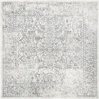 SAFAVIEH Evoke Collection Area Rug - 6'7" Square, Ivory & Grey, Distressed Design, Non-Shedding & Easy to Clean, Ideal for Living Room, Bedroom, Dining Space (EVK256F)