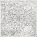 SAFAVIEH Evoke Collection Area Rug - 5'3" Square, Ivory & Grey, Distressed Design, Non-Shedding & Easy to Clean, Ideal for Living Room, Bedroom, Dining Space (EVK256F)