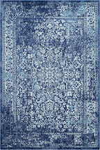 SAFAVIEH Evoke Collection Area Rug - 5'3" x 7'6", Navy & Ivory, Distressed Design, Non-Shedding & Easy to Clean, Ideal for Living Room, Bedroom, Dining Space (EVK256A)