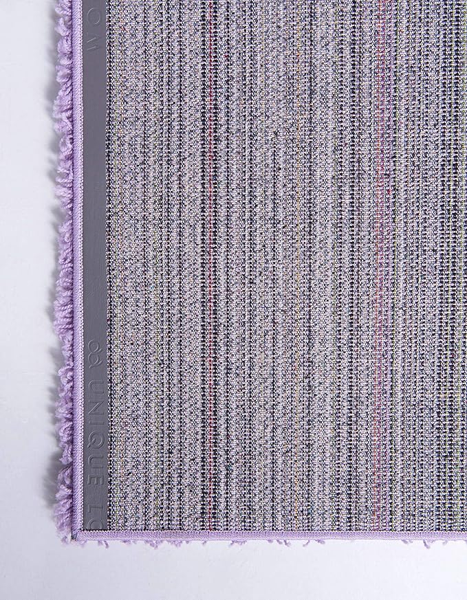 Unique Loom Solid Shag Collection Area Rug (6' 1" x 9' Rectangle, Lilac)