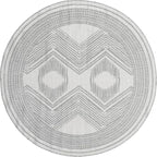 nuLOOM 8' Round Outdoor Tribal Geometric Area Rug, Stain Resistant, Weather Resistant, High Traffic, Patio, Balcony, Outside, Ranya Light Grey