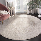 SAFAVIEH Area Rug 10' Round - Reflection Collection - Large - Beige & Cream, Non-Shedding & Easy Cleaning, Ideal for Living Room, Bedroom (RFT668A)