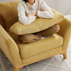 VANOMi Large-Sized Accent Chair, Thick Cushion Bedroom Reading Chair, Comfortable Living Room Single Sofa, Linen Yellow