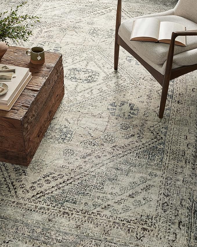 Loloi Magnolia Home by Joanna Gaines Sinclair Collection SIN-04 Natural/Sage 2'-3" x 3'-9", .25" Pile Height, Machine Washable, Accent Rug