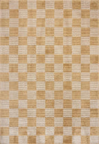Loloi Chris Loves Julia Calvin Collection CLV-01 Apricot/Ivory 2'-7" x 7'-6" Runner Rug Checkered Neutral Soft Living Room Bedroom Carpet