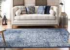 SAFAVIEH Evoke Collection Area Rug - 9' Square, Navy & Ivory, Distressed Design, Non-Shedding & Easy to Clean, Ideal for Living Room, Bedroom, Dining Space (EVK256A)