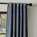 Martha Stewart Naples Chenille Solid Back Tab Window Curtain Panel Pair, 95, Navy