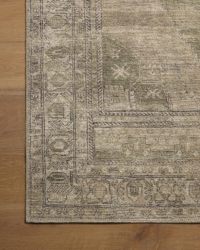 Loloi Amber Lewis Cambria Collection CBR-03 Sand/Olive 2'-6" x 12'-0" Runner Rug Jute, Neutral, Vintage Style, Antique Tone, Living, Bedroom, Dining, Carpet