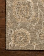 Loloi Chris Loves Julia Dorothea Collection DRT-01 Oak/Natural 8'-6" x 11'-6" Area Rug Wool Neutral Floral Living Room Bedroom Carpet