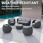 Metal Outdoor Conversation Sets: 6-Piece Aluminum Patio Furniture Set - Woven Rope Porch Sofa Set w/Coffee Table Cushions - Assembled Modern Lounge Couch for Deck Garden Yard Pool Hotel Resort