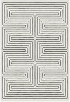 RUGGABLE x Jonathan Adler Machine Washable Modern Area Rug – Labyrinth Black/Ivory 6x9, Stain-Resistant, Non-Slip – Medium Rugs for Living Room, Bedroom, Hallway, Entryway & Office–with Standard Pad