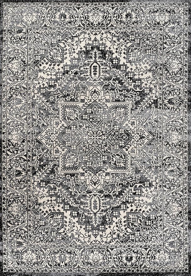 JONATHAN Y Vintage Medallion Indoor Area Rug Black 8X10, Modern Boho for Living Room, Bedroom, Kitchen, Office, Easy-Cleaning, High Traffic, Pet-Friendly, Non-Shedding MDP100D-8