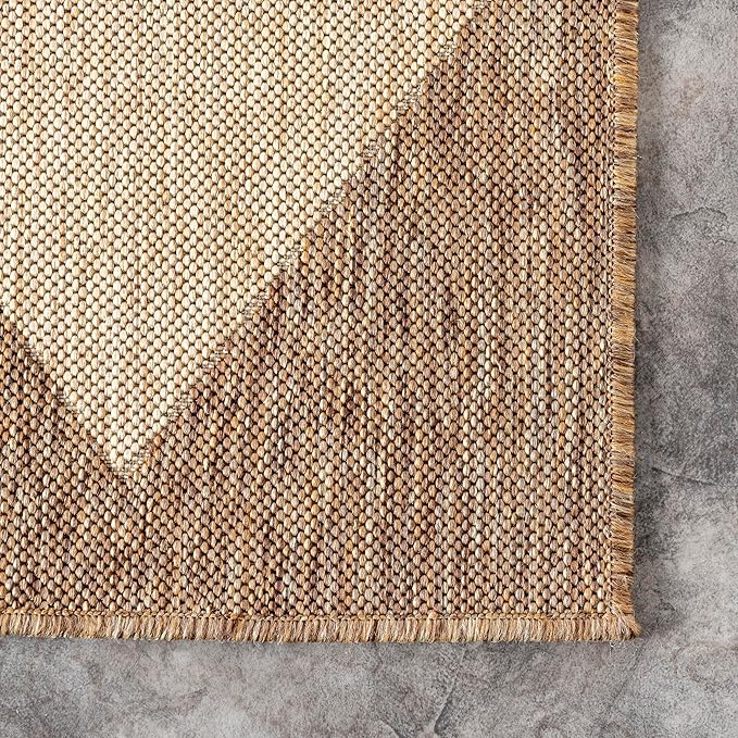 nuLOOM 6' 7" x 9' Outdoor Performance Area Rug, Stain Resistant, Weather Resistant, High Traffic, Patio, Balcony, Outside, Sabina Brown