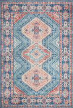 Loloi Skye Collection SKY-03 Turquoise/Terracotta 8'-0" x 8'-0" Round Area Rug