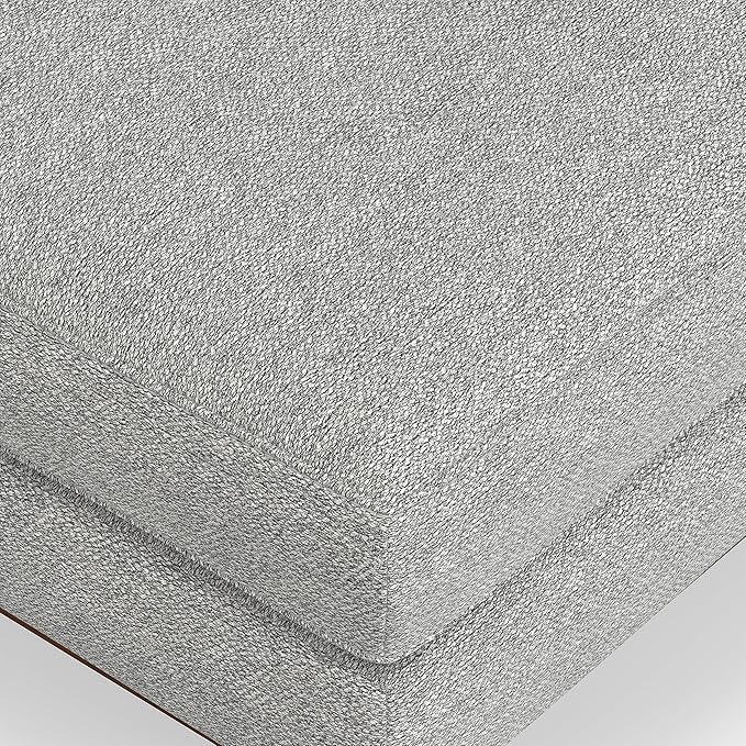 SIMPLIHOME Morrison Mid-Century Modern 89 inch Wide Sofa with Ottoman Set in Mist Grey Woven-Blend Fabric for the Living Room and Family Room