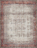 Loloi Layla Collection LAY-12 Ivory/Brick 2'-3" x 3'-9" .13" Thick Accent Rug, Soft, Durable, Vintage Inspired, Distressed, Low Pile, Non-Shedding, Easy Clean, Printed, Living Room Rug