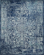 SAFAVIEH Evoke Collection Area Rug - 9' Square, Navy & Ivory, Distressed Design, Non-Shedding & Easy to Clean, Ideal for Living Room, Bedroom, Dining Space (EVK256A)