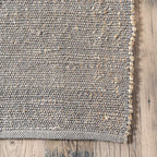 nuLOOM 2'6" x 10' Elfriede Jute & Cotton Hand Woven Area Rug, Elfriede Grey, Solid Rustic Farmhouse Style, Weaved Design, Natural Fiber, for Bedroom, Living Room, Dining Room, Hallway, Office