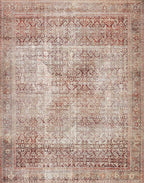 Loloi Layla Collection LAY-11 Cinnamon/Sage 2'-0" x 5'-0" .13" Thick Accent Rug, Soft, Durable, Vintage Inspired, Distressed, Low Pile, Non-Shedding, Easy Clean, Printed, Living Room Rug