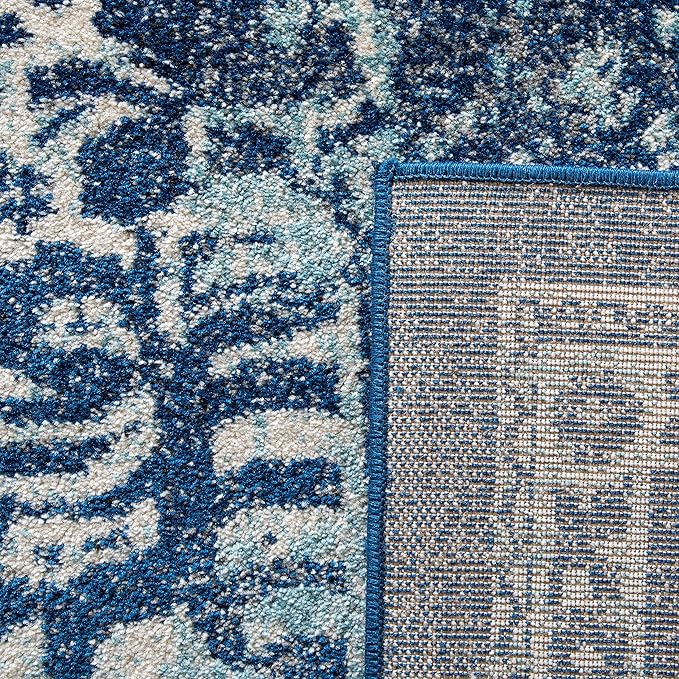 SAFAVIEH Evoke Collection Area Rug - 6'7" x 9', Navy & Ivory, Distressed Design, Non-Shedding & Easy to Clean, Ideal for Living Room, Bedroom, Dining Space (EVK256A)