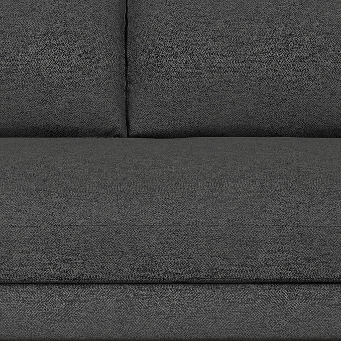 SIMPLIHOME Morrison 72-inch Wide Sofa in Charcoal Grey Woven-Blend Fabric, Handcrafted Mid-Century Modern Loveseat for Living Room or Family Room, Single Bench Cushion, Bolster Pillows
