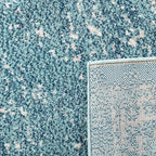 SAFAVIEH Evoke Collection Area Rug - 5'3" Square, Blue & Ivory, Distressed Design, Non-Shedding & Easy to Clean, Ideal for Living Room, Bedroom, Dining Space (EVK256C)