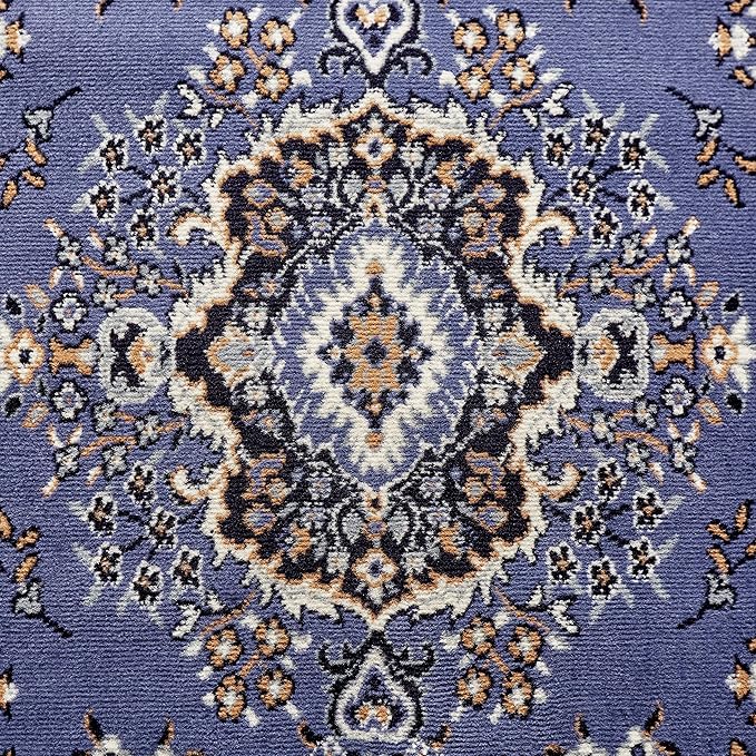 Home Dynamix Premium Sakarya Traditional Medallion Border Area Rug, Country Blue, 5'2"x7'4" Rectangle