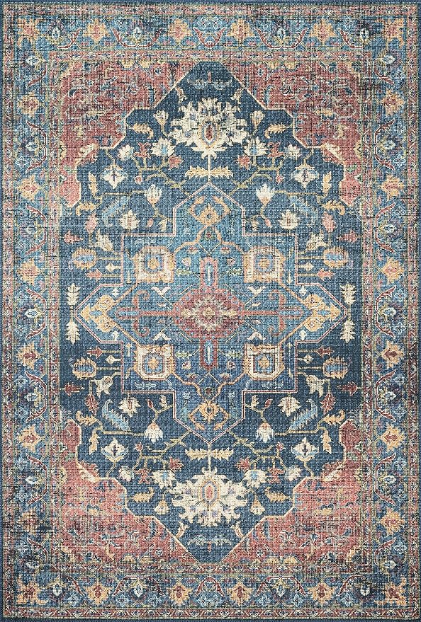 Loloi Skye Collection SKY-08 Denim/Brick 8'-0" x 8'-0" Round Area Rug